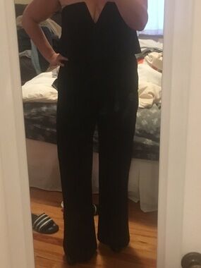 Lulu's Black Wide-Leg, strapless jumpsuit